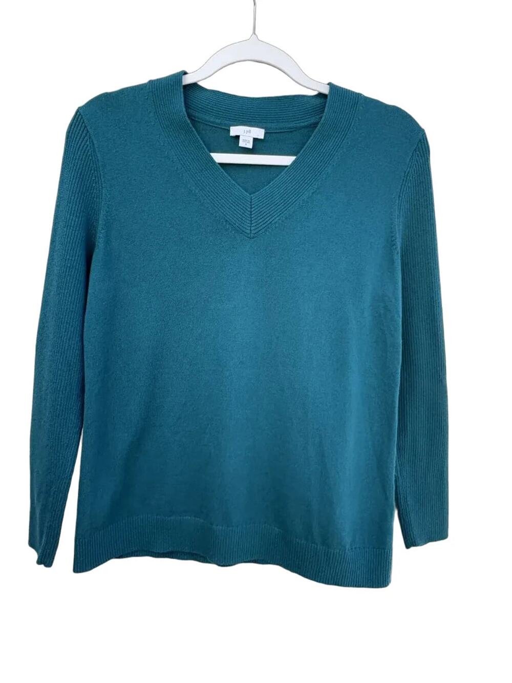 J. Jill Teal V-Neck Knit Sweater Small